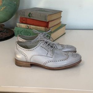 N.D.C distressed silver metallic oxfords